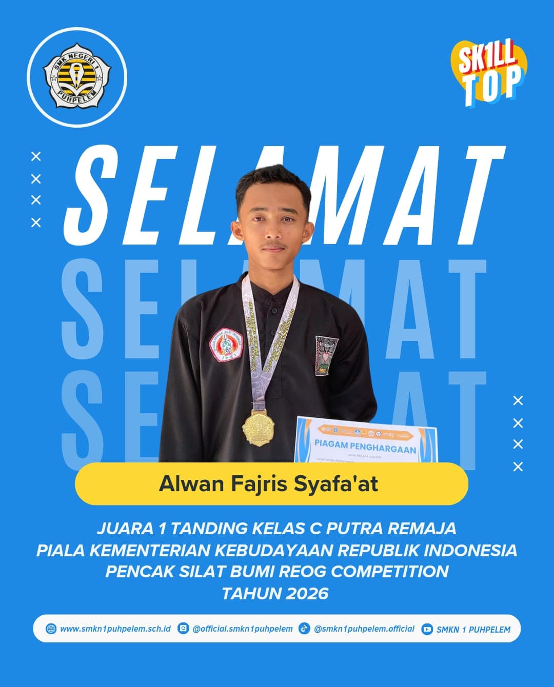 SMK Negeri 1 Puhpelem Raih Juara 1 Piala Kementerian Kebudayaan Republik Indonesia pada Bumi Reog Competition 2026
