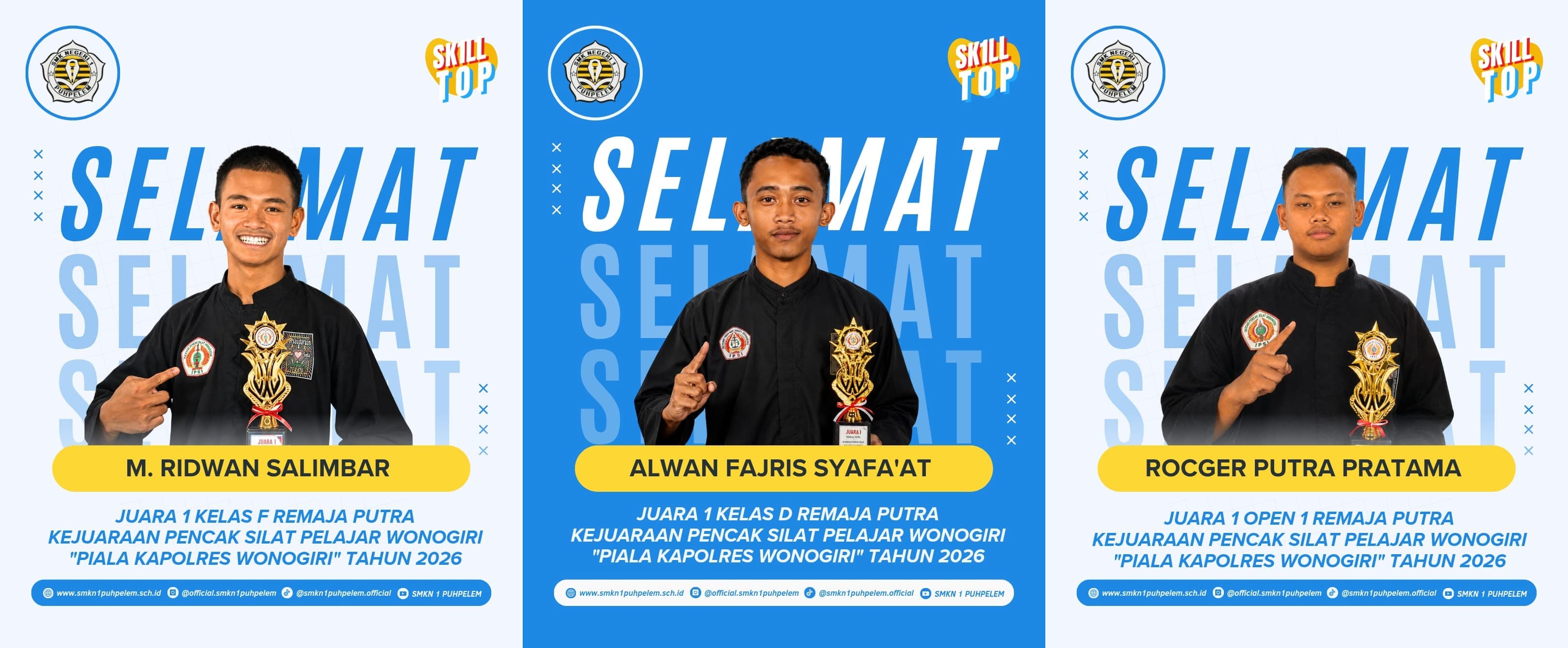 Murid SMK Negeri 1 Puhpelem Borong Juara pada Kejuaraan Pencak Silat Pelajar Wonogiri "Piala Kapolres Wonogiri" Tahun 2026